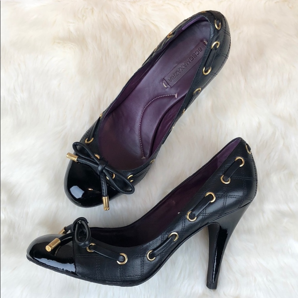 BCBG Ma-Nannis Black Luna Patent/Vint Calf Heels